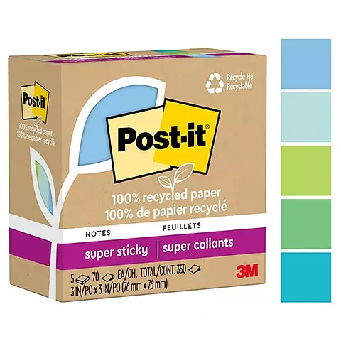 3M Post-it 654R-5SST利貼狠黏環保便條紙5色